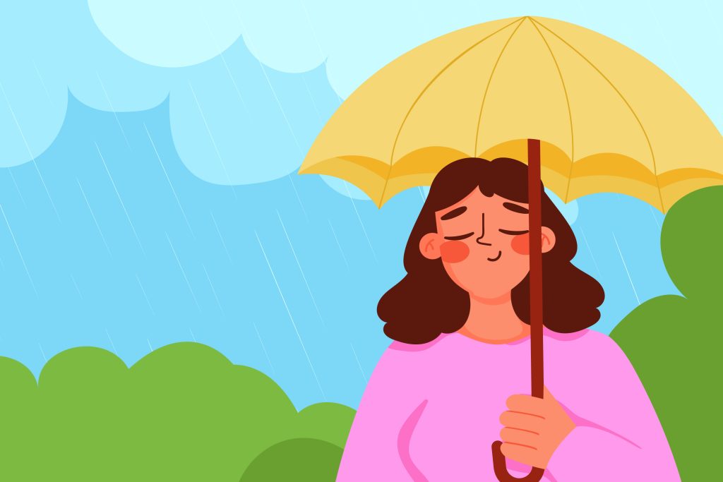 Women with umbrella understanding Emotional Weather